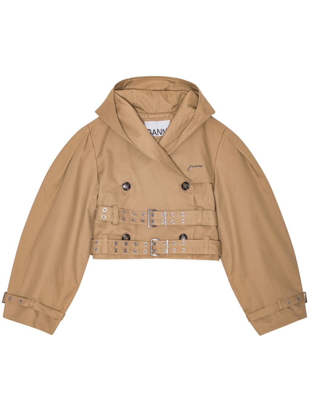 Giacca cropped con cappuccio in marrone Ganni - donna 