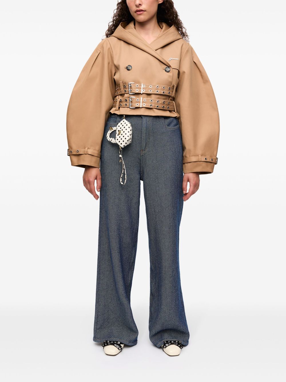 Giacca cropped con cappuccio in marrone Ganni - donna 