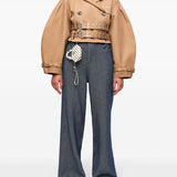 Giacca cropped con cappuccio in marrone Ganni - donna 