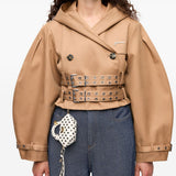 Giacca cropped con cappuccio in marrone Ganni - donna 