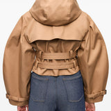 Giacca cropped con cappuccio in marrone Ganni - donna 