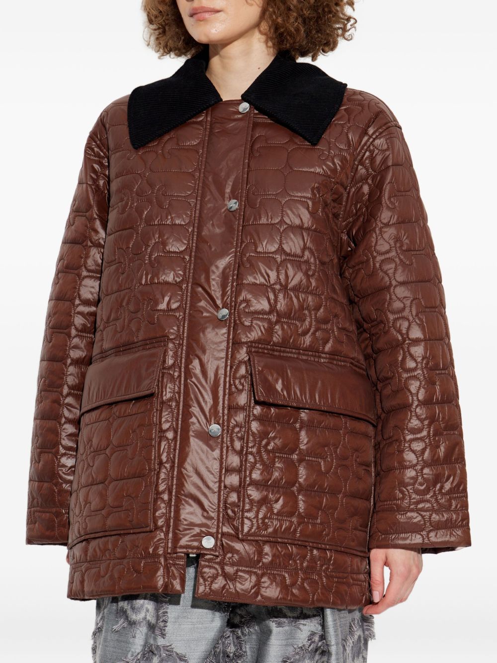 Cappotto trapuntato in marrone Ganni - donna 