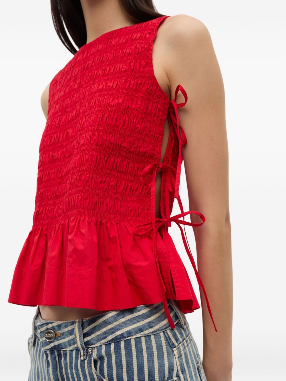 Top in chambray rosso Ganni - donna 