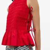 Top in chambray rosso Ganni - donna 