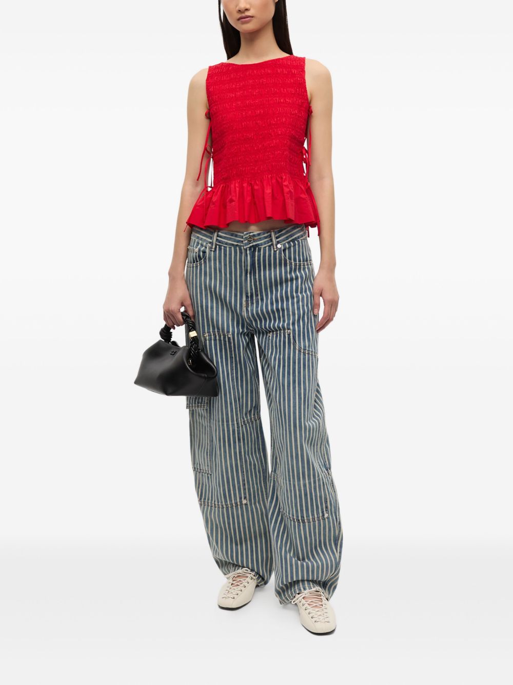 Top in chambray rosso Ganni - donna 