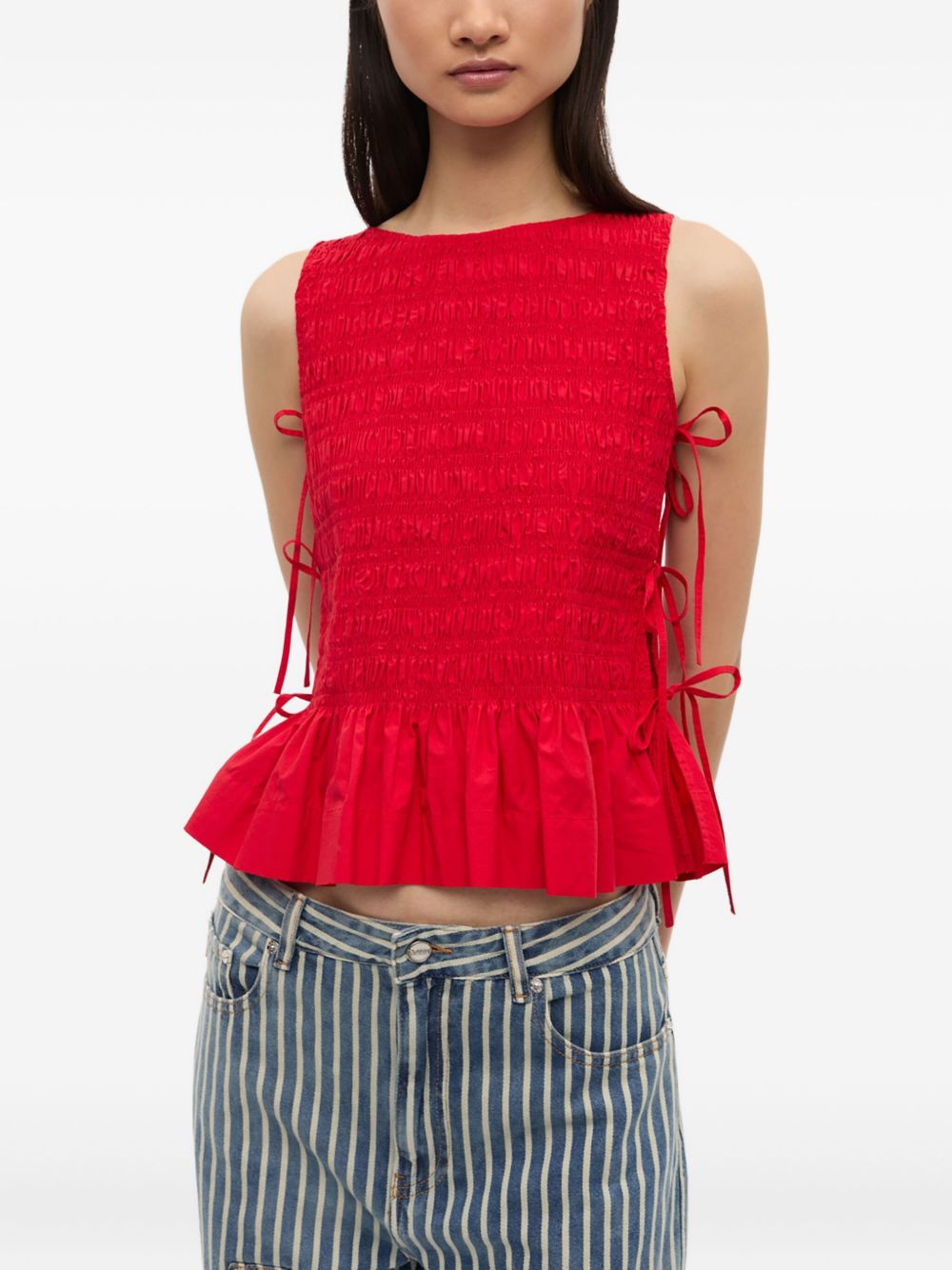 Top in chambray rosso Ganni - donna 
