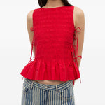 Top in chambray rosso Ganni - donna 