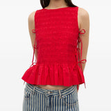 Top in chambray rosso Ganni - donna 