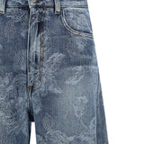 Jeans ricamato in blu 