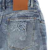 Jeans ricamato in blu 