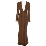 ABITO LUNGO SCOLLO A V in marrone GIUSEPPE DI MORABITO - donna 