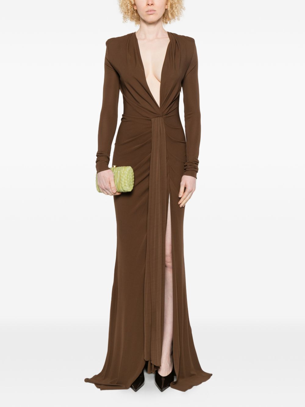 ABITO LUNGO SCOLLO A V in marrone GIUSEPPE DI MORABITO - donna 
