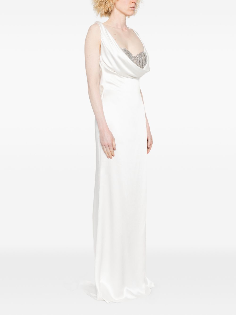 ABITO LUNGO CON BRALETTE GIOIELLO IN BIANCO GIUSEPPE DI MORABITO - donna 