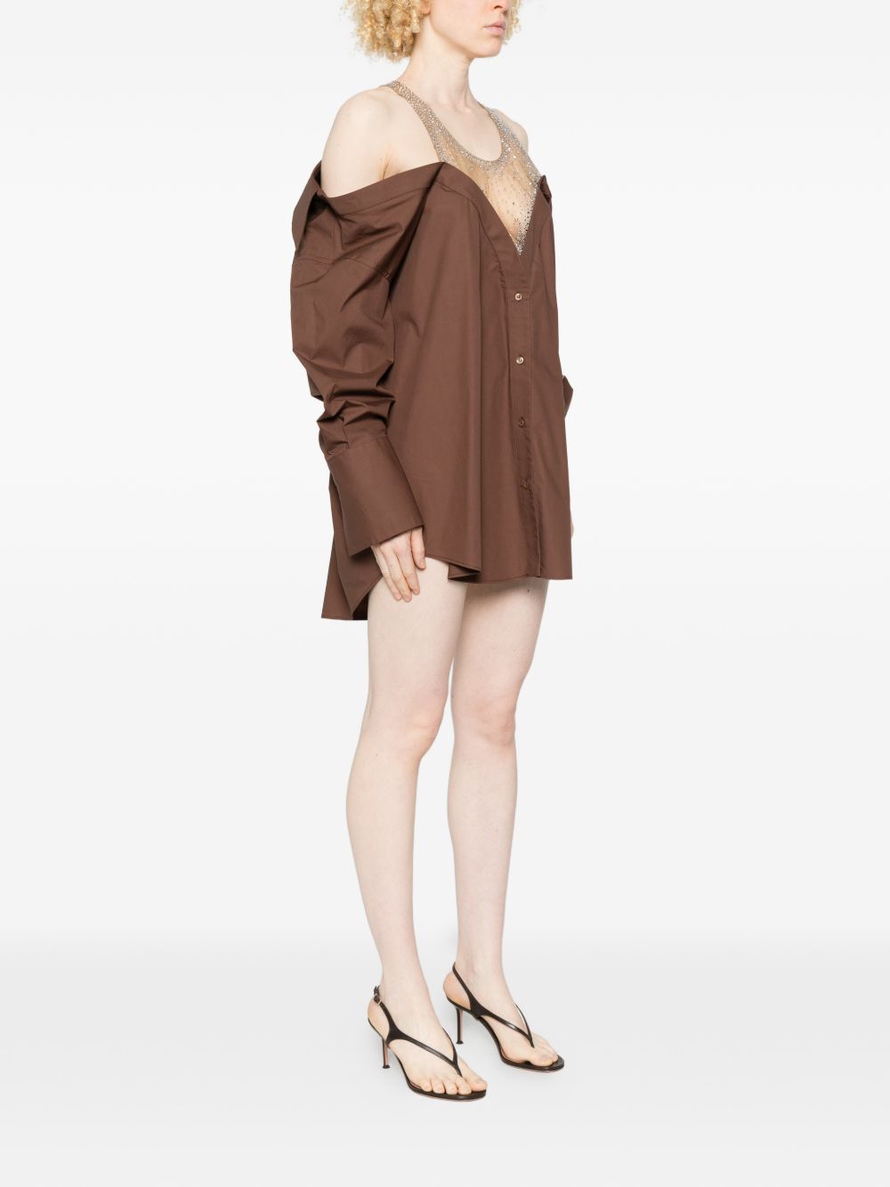 Miniabito a maniche lunghe con cristalli in marrone Giuseppe di morabito - donna 