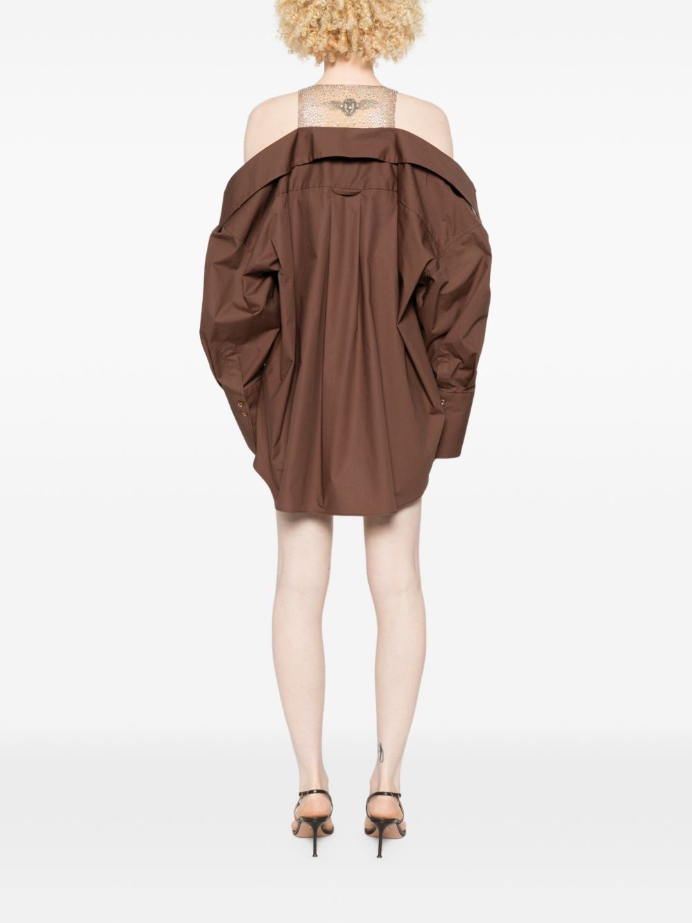 Miniabito a maniche lunghe con cristalli in marrone Giuseppe di morabito - donna 