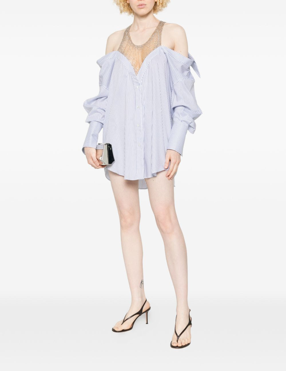 Miniabito a maniche lunghe con cristalli in celeste Giuseppe di morabito - donna 