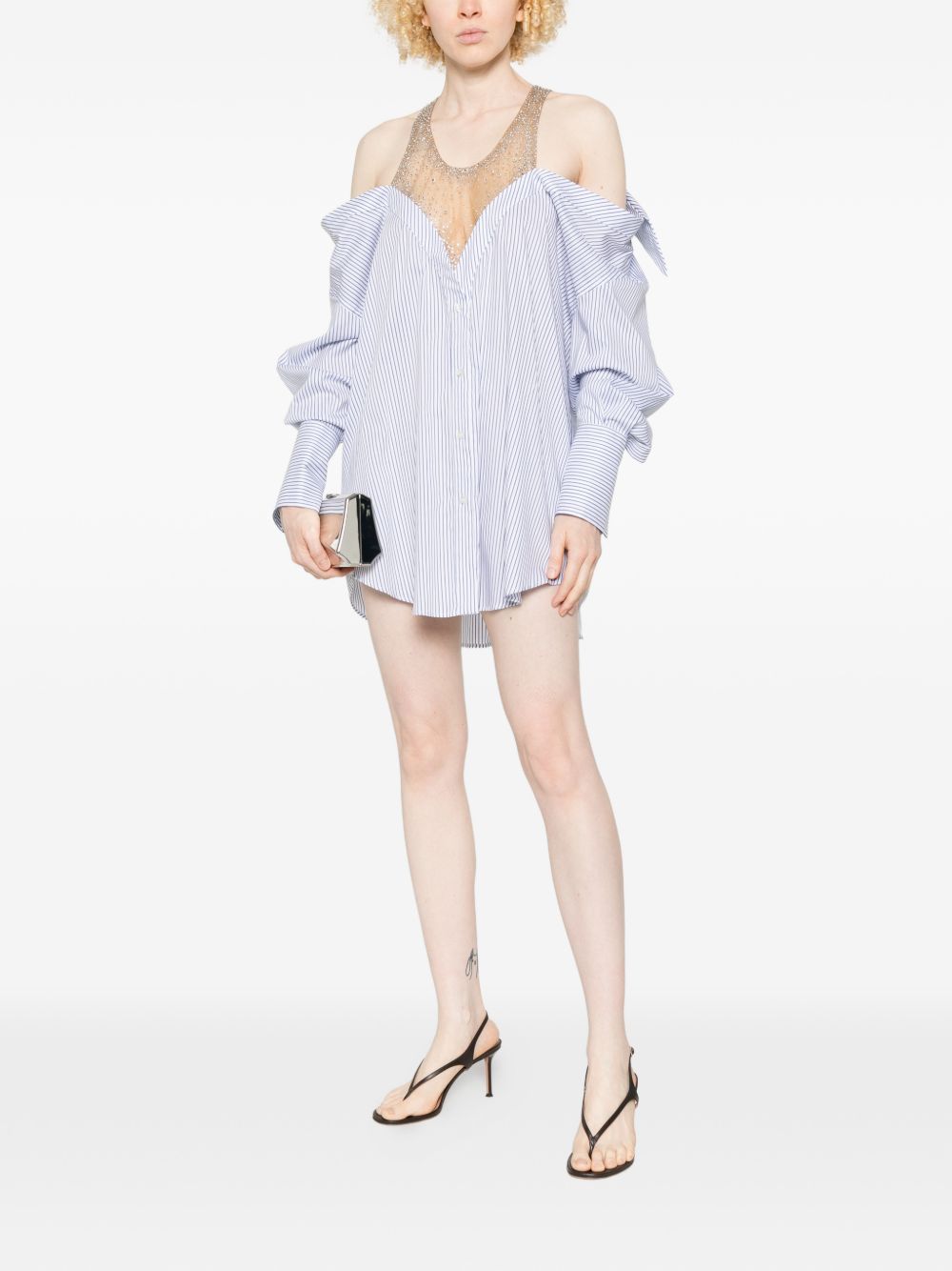 Miniabito a maniche lunghe con cristalli in celeste Giuseppe di morabito - donna 