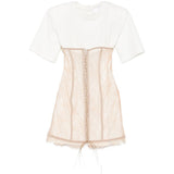 Abito mini con dettaglio pizzo in bianco e rosa Giuseppe Di Morabito - donna 