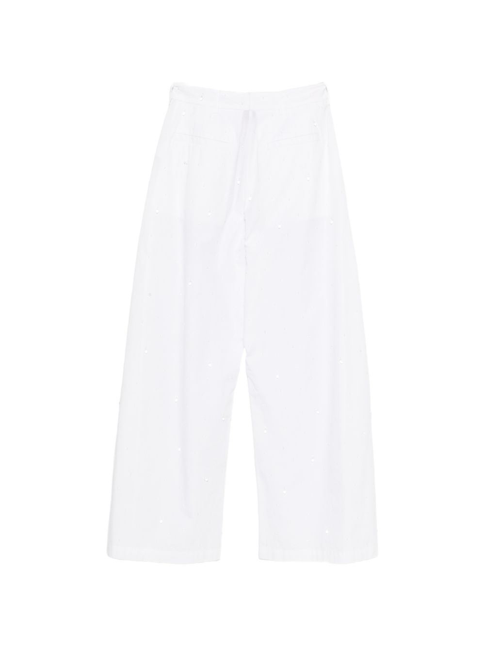 Pantaloni a gamba ampia con perline in bianco 