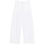 Pantaloni a gamba ampia con perline in bianco 