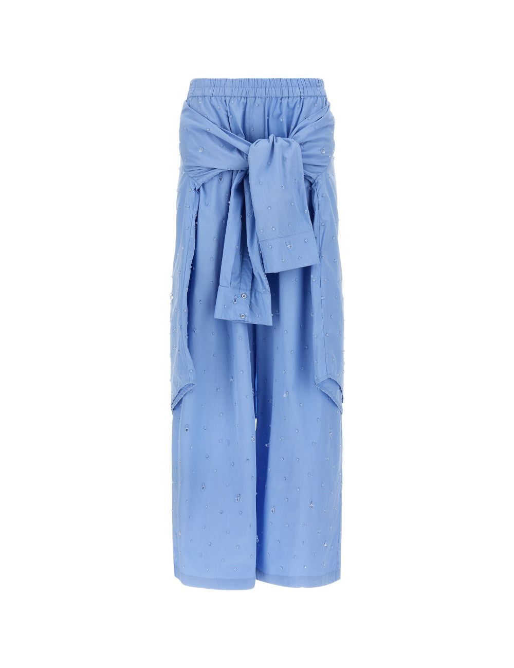 Pantaloni con applicazioni di cristalli in blu 