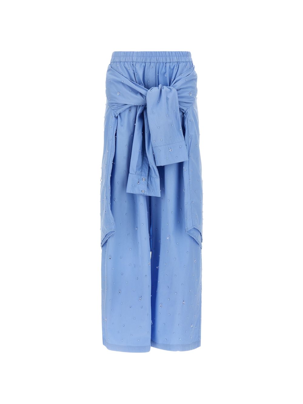 Pantaloni con applicazioni di cristalli in blu 