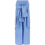 Pantaloni con applicazioni di cristalli in blu 