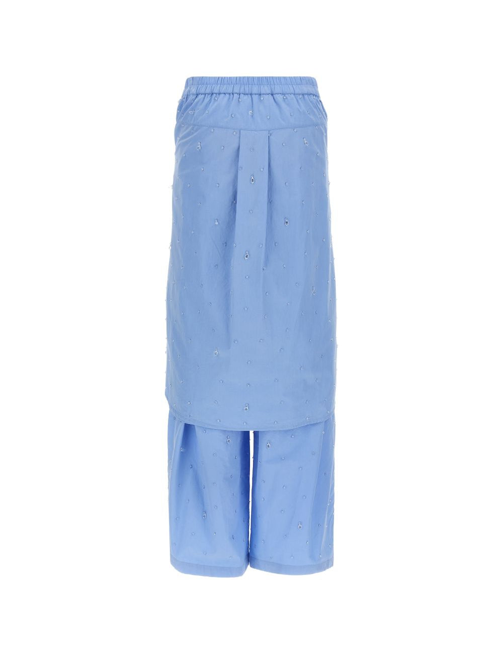 Pantaloni con applicazioni di cristalli in blu 