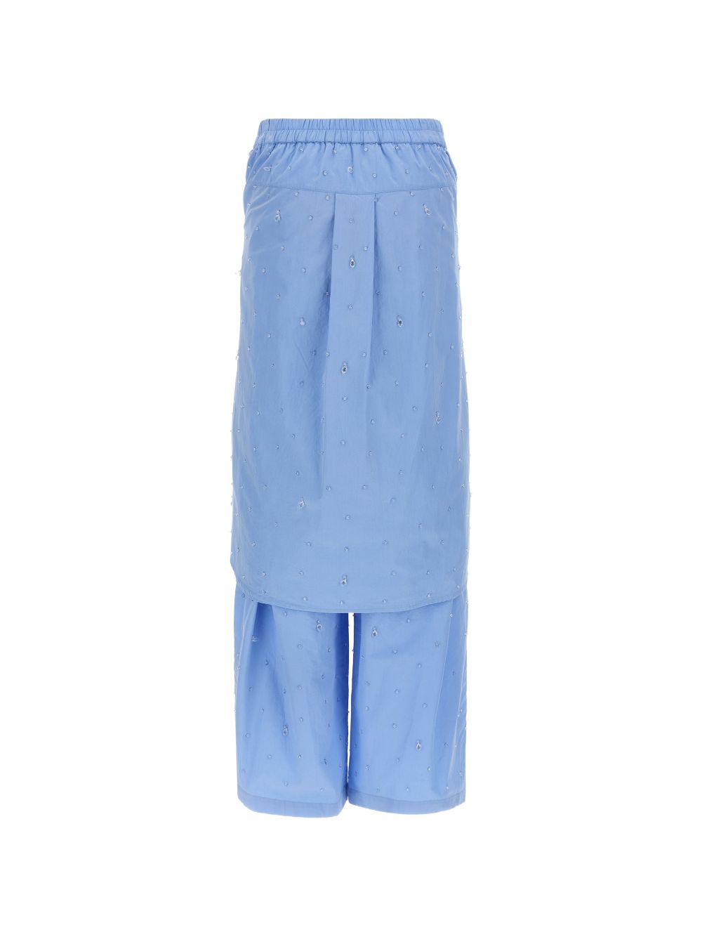 Pantaloni con applicazioni di cristalli in blu 