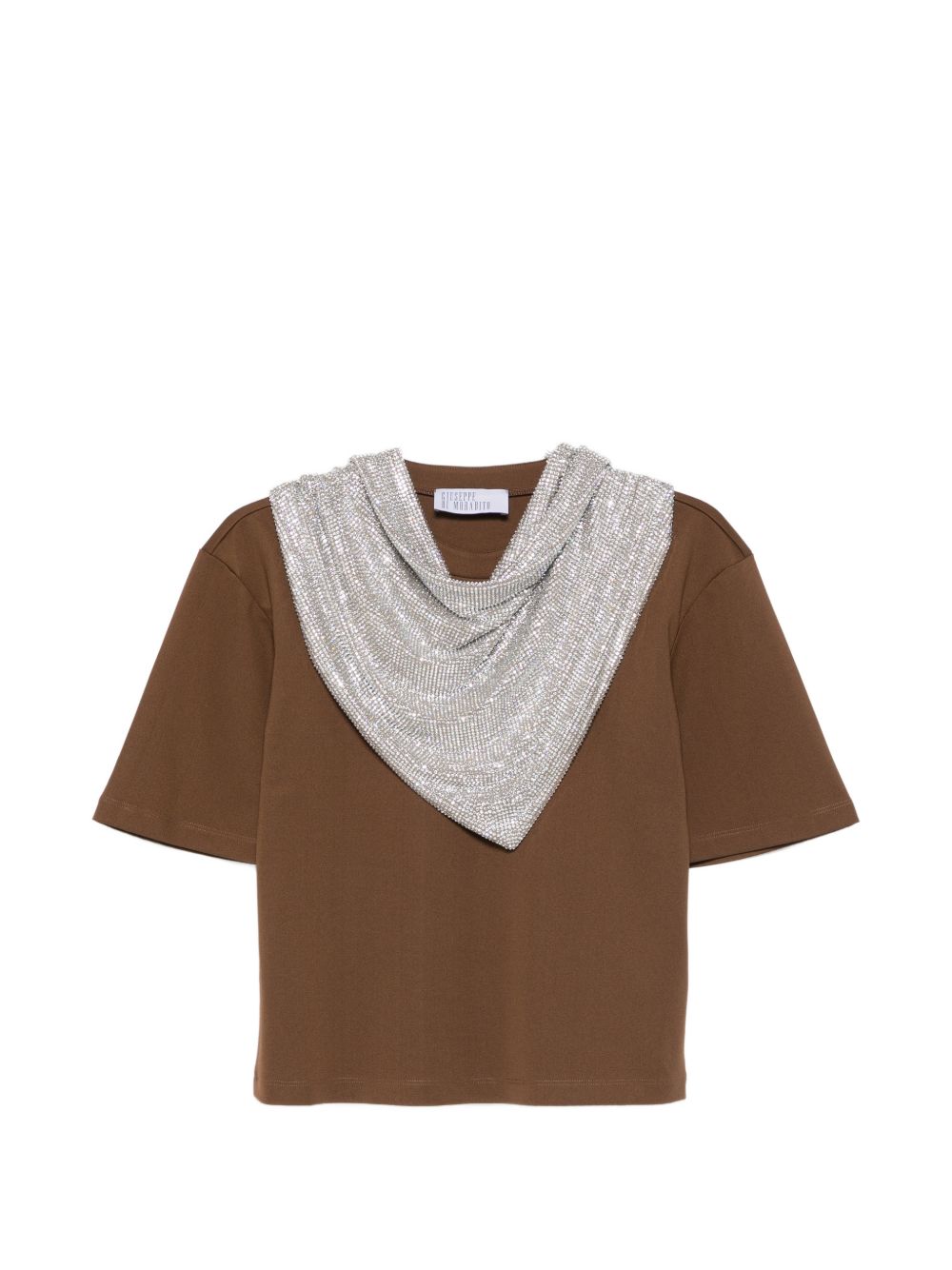 T-shirt con dettaglio foulard in marrone giuseppe di morabito - donna 