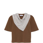 T-shirt con dettaglio foulard in marrone giuseppe di morabito - donna 