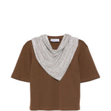T-shirt con dettaglio foulard in marrone giuseppe di morabito - donna 