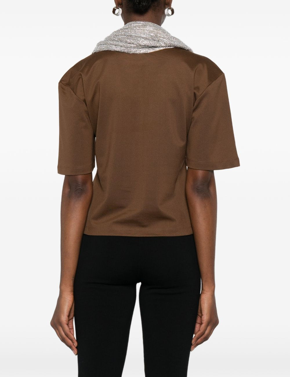 T-shirt con dettaglio foulard in marrone giuseppe di morabito - donna 