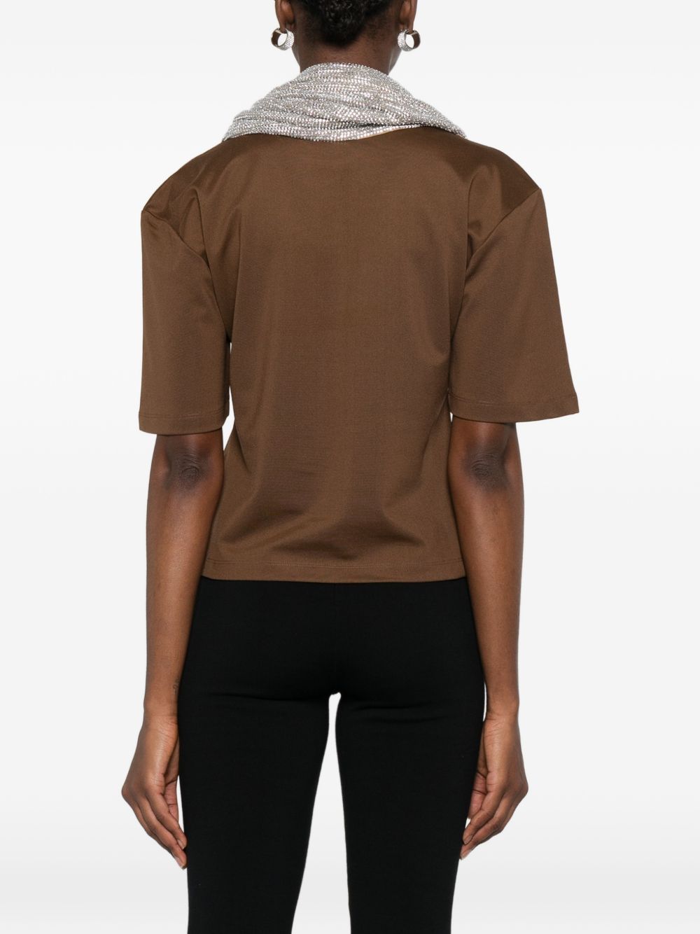 T-shirt con dettaglio foulard in marrone giuseppe di morabito - donna 