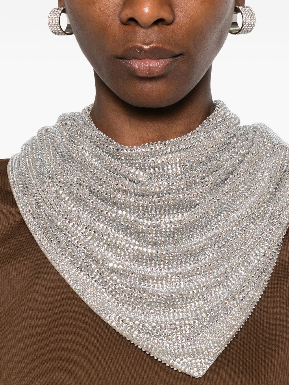 T-shirt con dettaglio foulard in marrone giuseppe di morabito - donna 