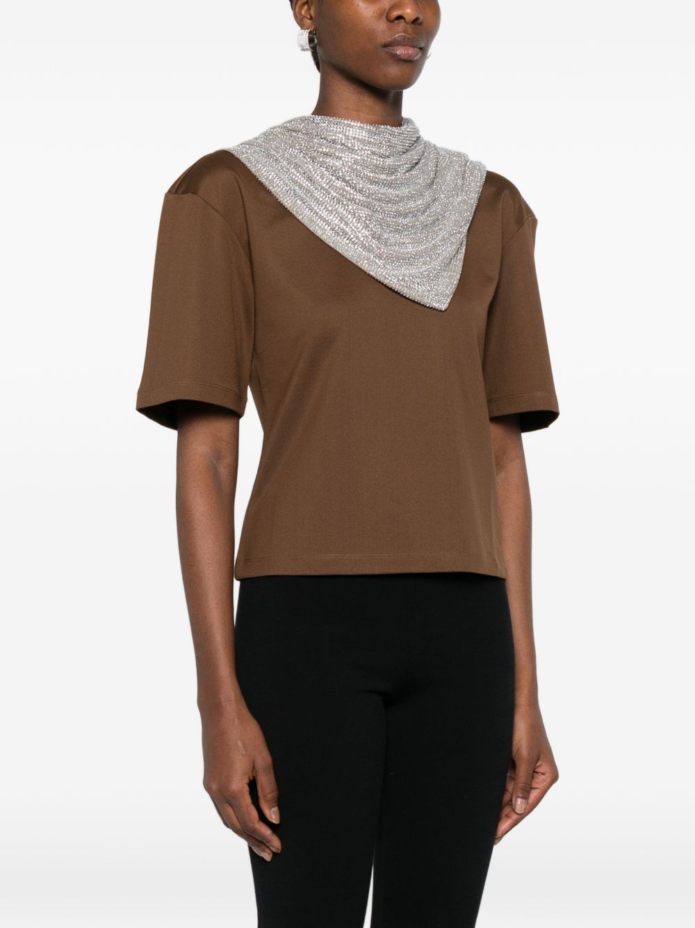 T-shirt con dettaglio foulard in marrone giuseppe di morabito - donna 