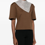 T-shirt con dettaglio foulard in marrone giuseppe di morabito - donna 