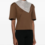 T-shirt con dettaglio foulard in marrone giuseppe di morabito - donna 
