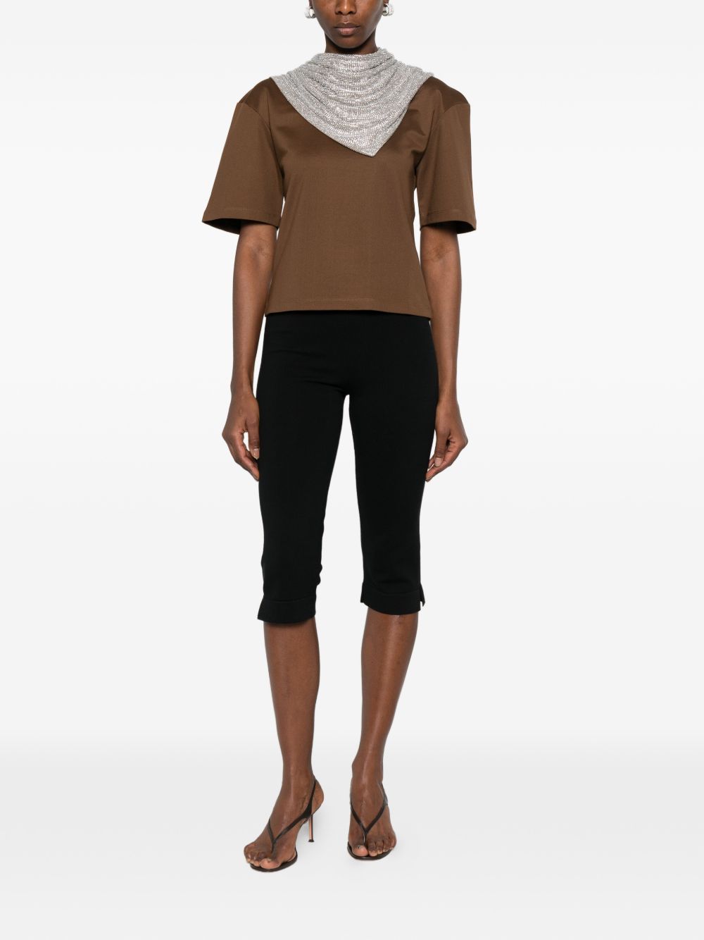 T-shirt con dettaglio foulard in marrone giuseppe di morabito - donna 
