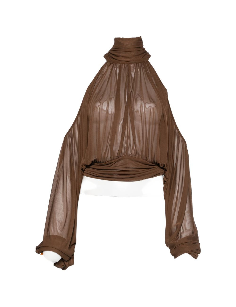 Blusa con collo lavallière in marrone Giuseppe Di Morabito - donna 