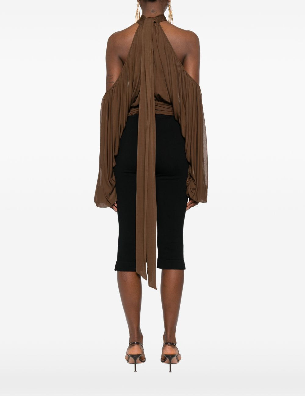 Blusa con collo lavallière in marrone Giuseppe Di Morabito - donna 
