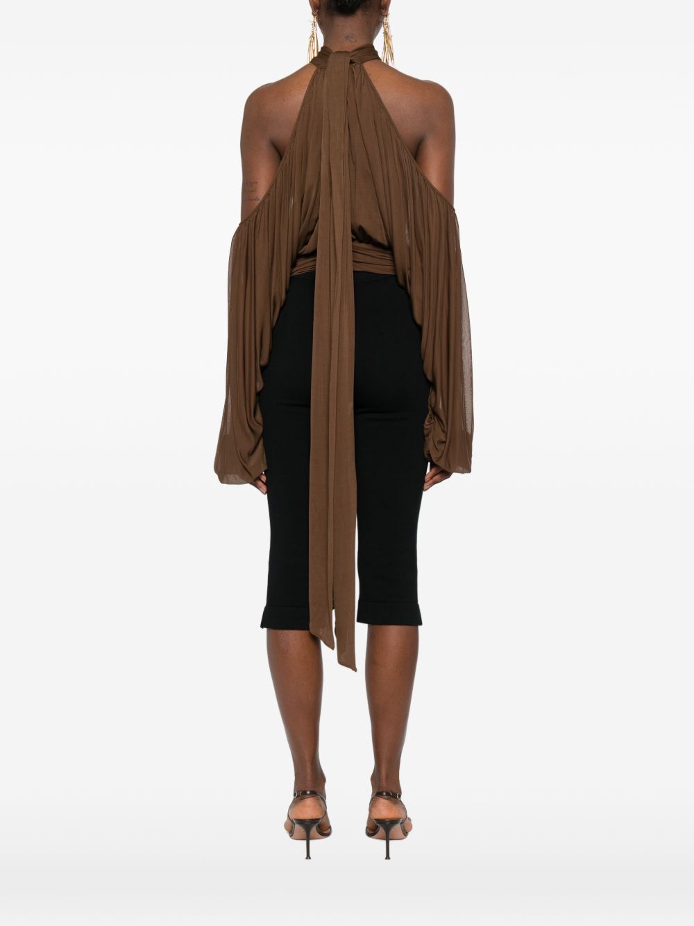 Blusa con collo lavallière in marrone Giuseppe Di Morabito - donna 