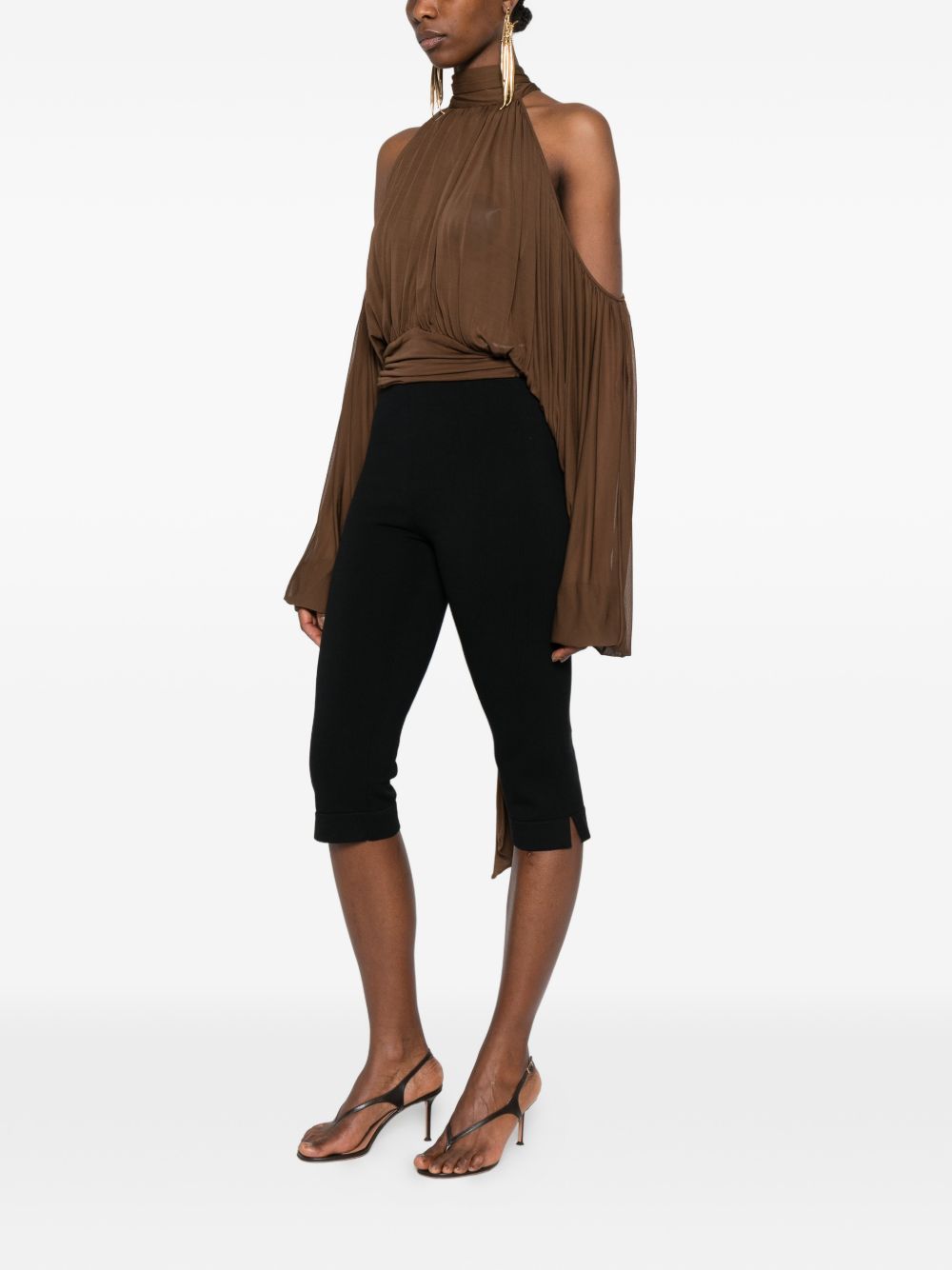Blusa con collo lavallière in marrone Giuseppe Di Morabito - donna 