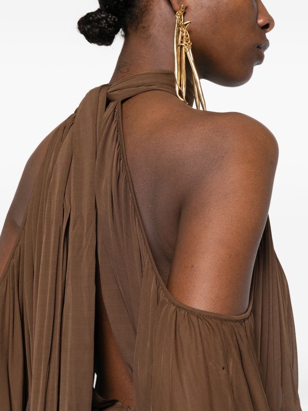 Blusa con collo lavallière in marrone Giuseppe Di Morabito - donna 