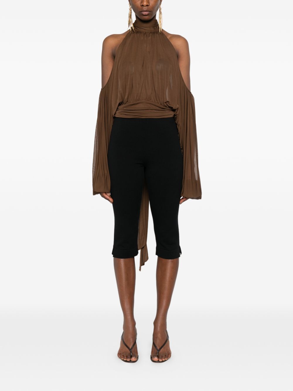 Blusa con collo lavallière in marrone Giuseppe Di Morabito - donna 