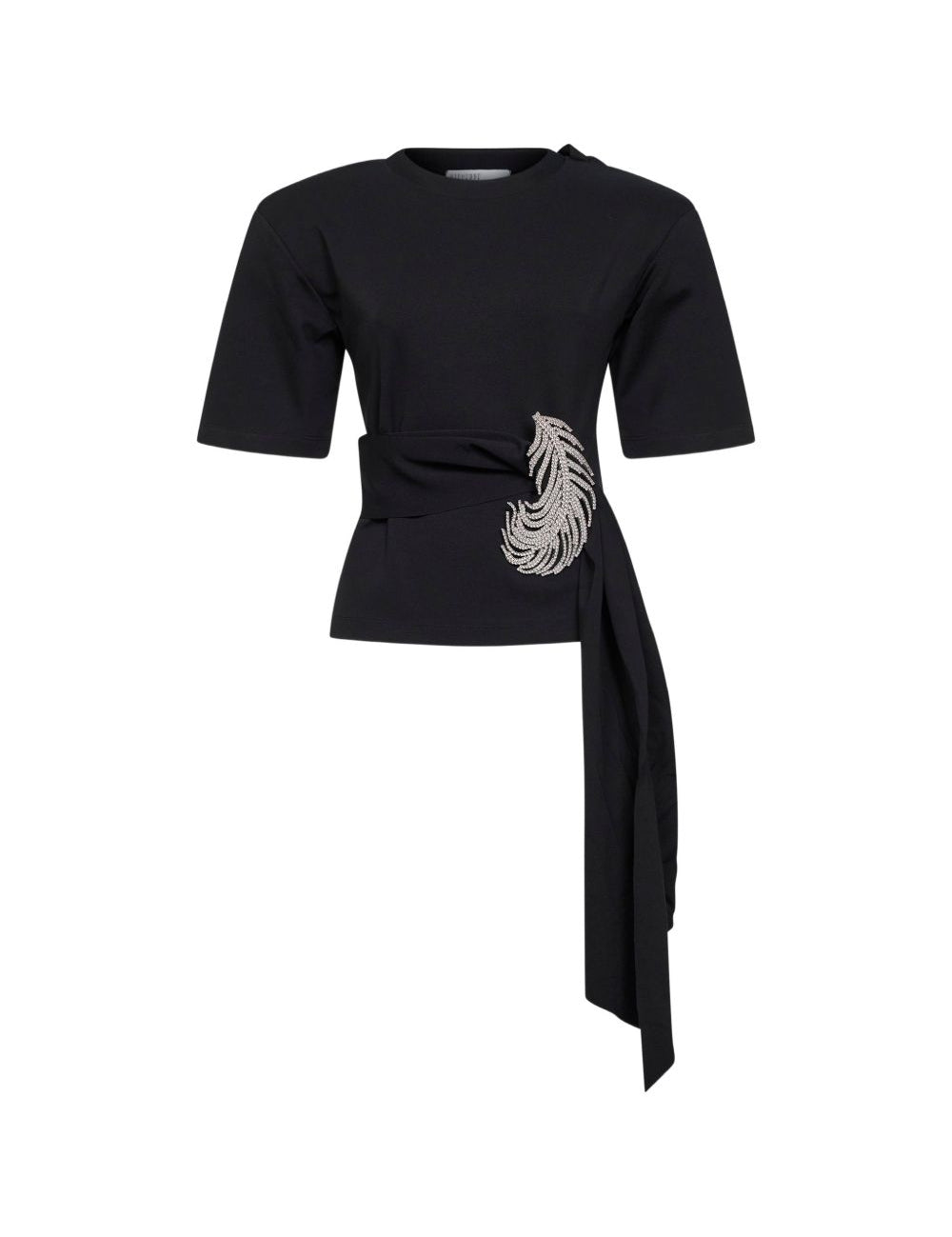 T-shirt con dettaglio di piume in nero Giuseppe di morabito - uomo 