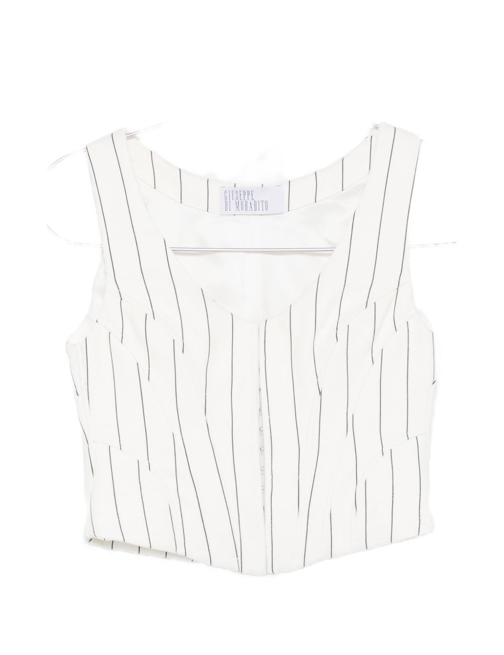 Corsetto corto gessato in bianco giuseppe di morabito - donna 