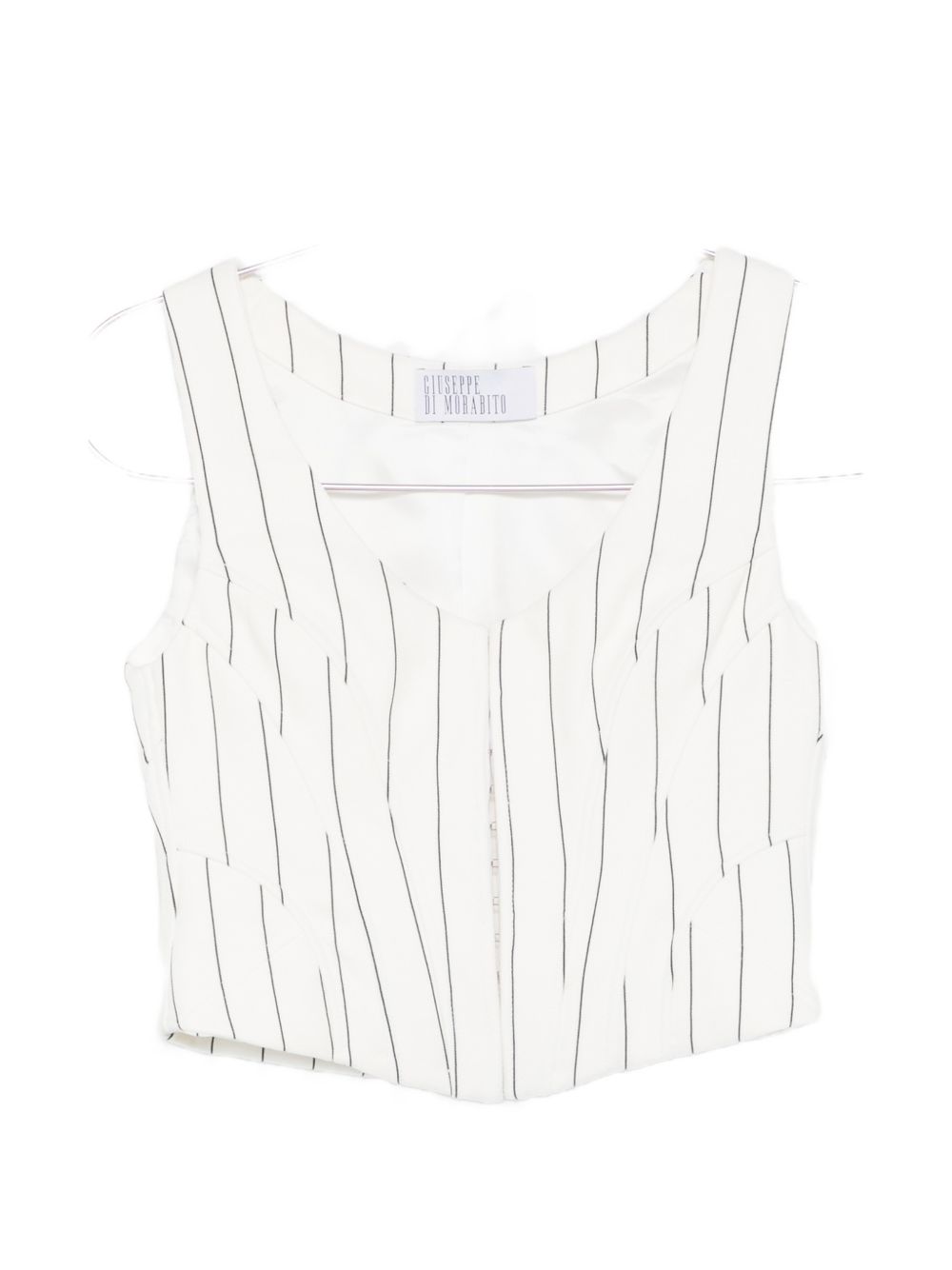 Corsetto corto gessato in bianco giuseppe di morabito - donna 