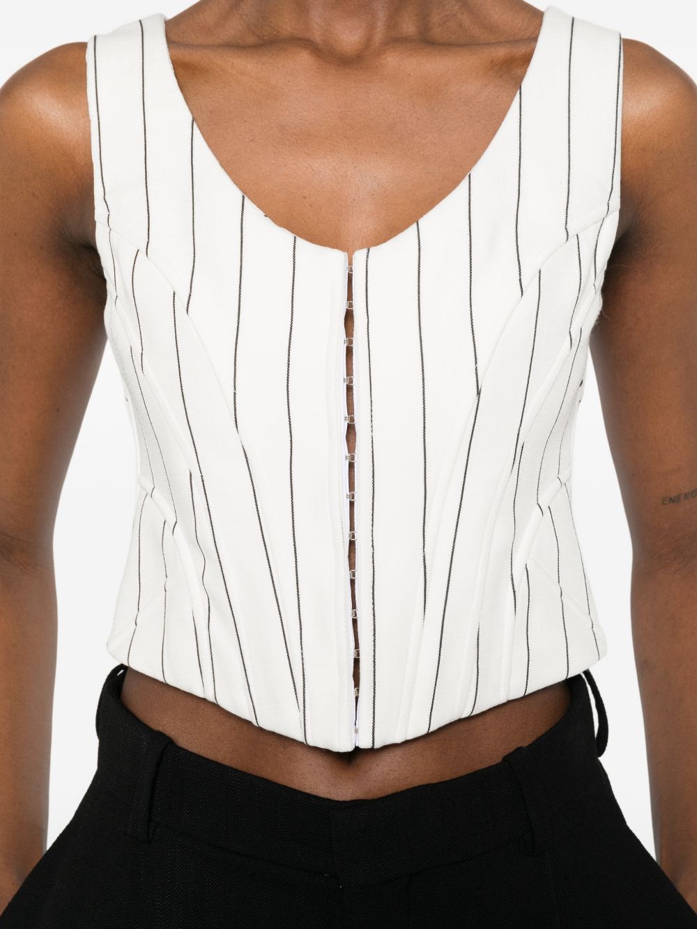 Corsetto corto gessato in bianco giuseppe di morabito - donna 