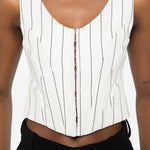 Corsetto corto gessato in bianco giuseppe di morabito - donna 